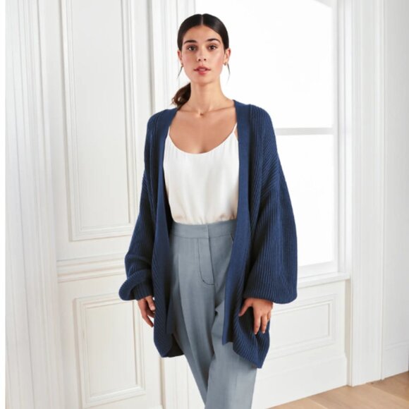 Quince Sweaters - Quince 100% Organic Cotton Oversized Cardigan in Navy